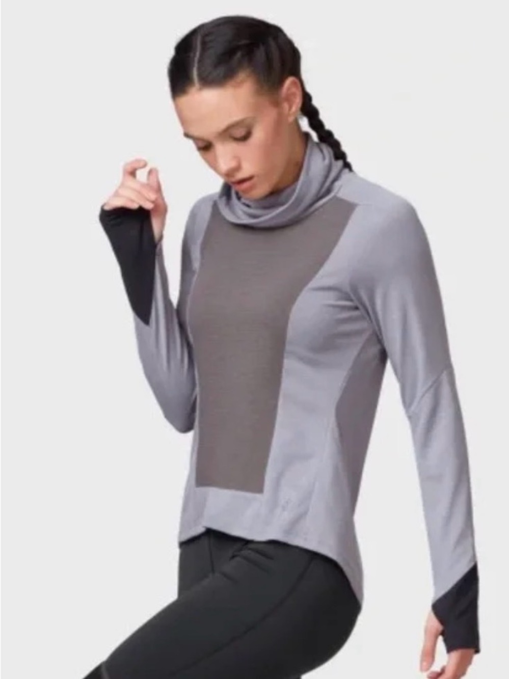 On Running Light Gray and Charcoal Weather Shirt